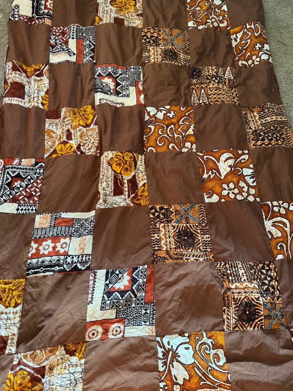 Vintage Polynesian/Hawaiian mid-century barkcloth inspired Quilt